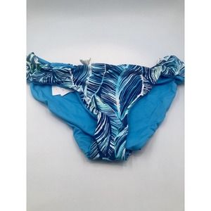 La Blanca Sketched Leaves Reversible Bikini‎ Bottoms 14 Women’s Blue NWT $59